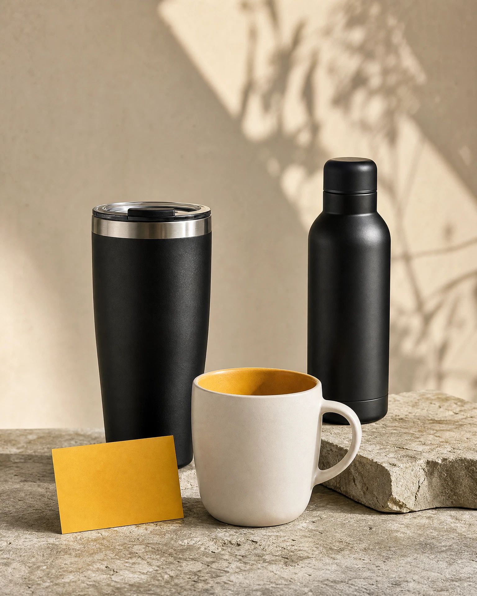 Copo térmico, garrafa e caneca personalizada em composição premium